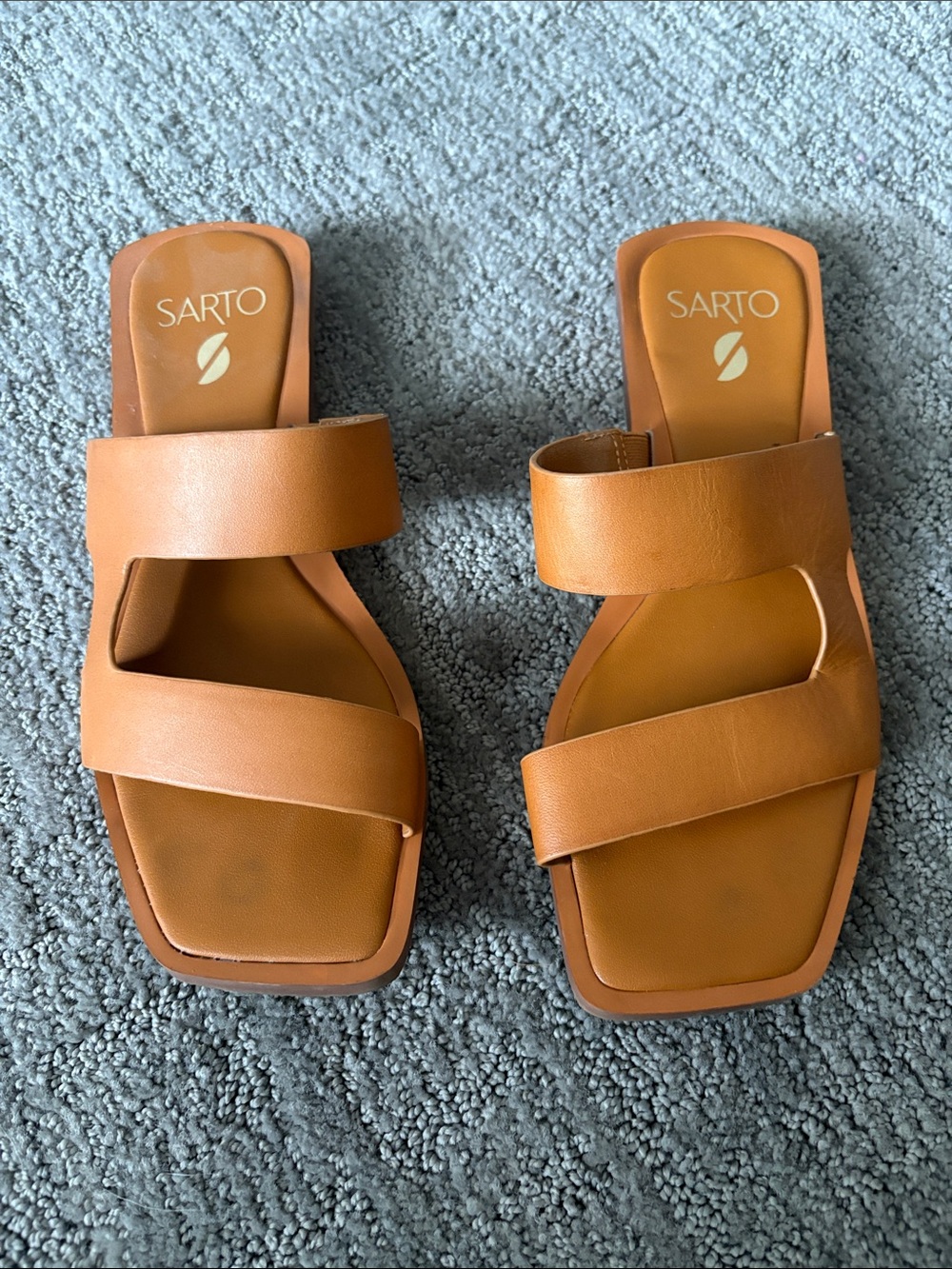 Franco Sarto Tan Leather Slide Sandals